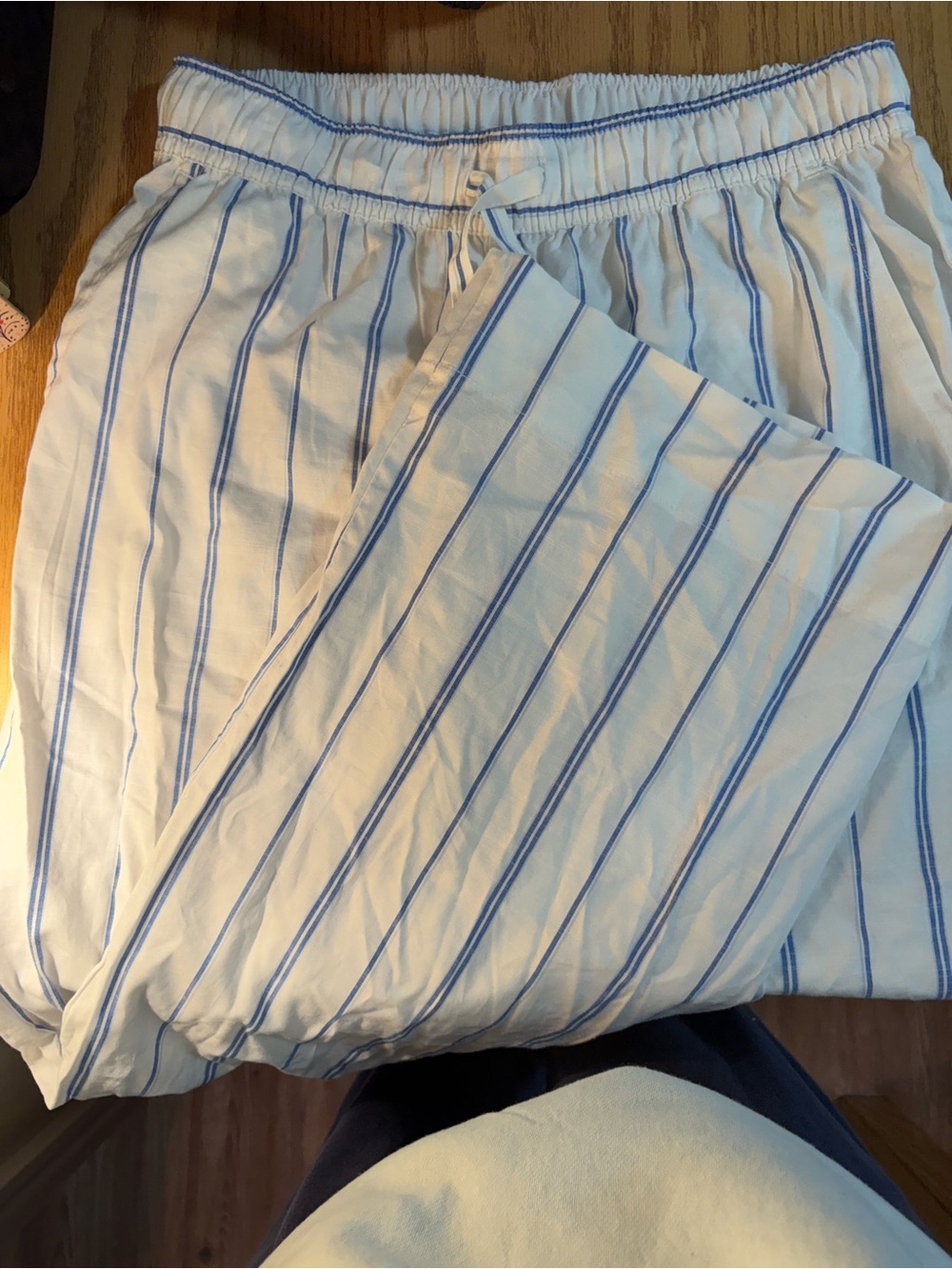 Women's White & Blue Stripe Lounge Pants
